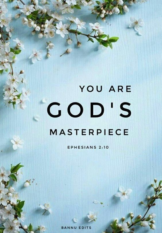 the cover of you are god's masterpiece, with white flowers and green leaves