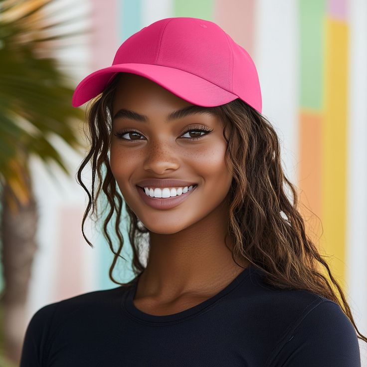 Step up your style game with our laid-back baseball cap, where comfort meets versatility. Made from 100% cotton, this cap is your new go-to for everything from morning jogs to weekend getaways. Its low-profile, unstructured design brings a relaxed vibe, making it easy to pair with any outfit while still keeping things cool and breathable. Whether you’re spending the day at the beach, hiking a new trail, or just grabbing coffee with friends, this cap’s soft inner sweatband and well-ventilated hol Casual Hats With Uv Protection For Sports Events, Casual Sports Hat With Uv Protection, Casual Pink Snapback Hat For Sports Events, Sporty Summer Baseball Cap With Curved Bill, Solid Baseball Cap With Uv Protection, Basic Sports Hat, One Size Fits Most, Spring Sports Baseball Cap With Curved Bill, Casual Sports Trucker Hat With Curved Bill, Spring Baseball Cap For Sports Events With Curved Bill