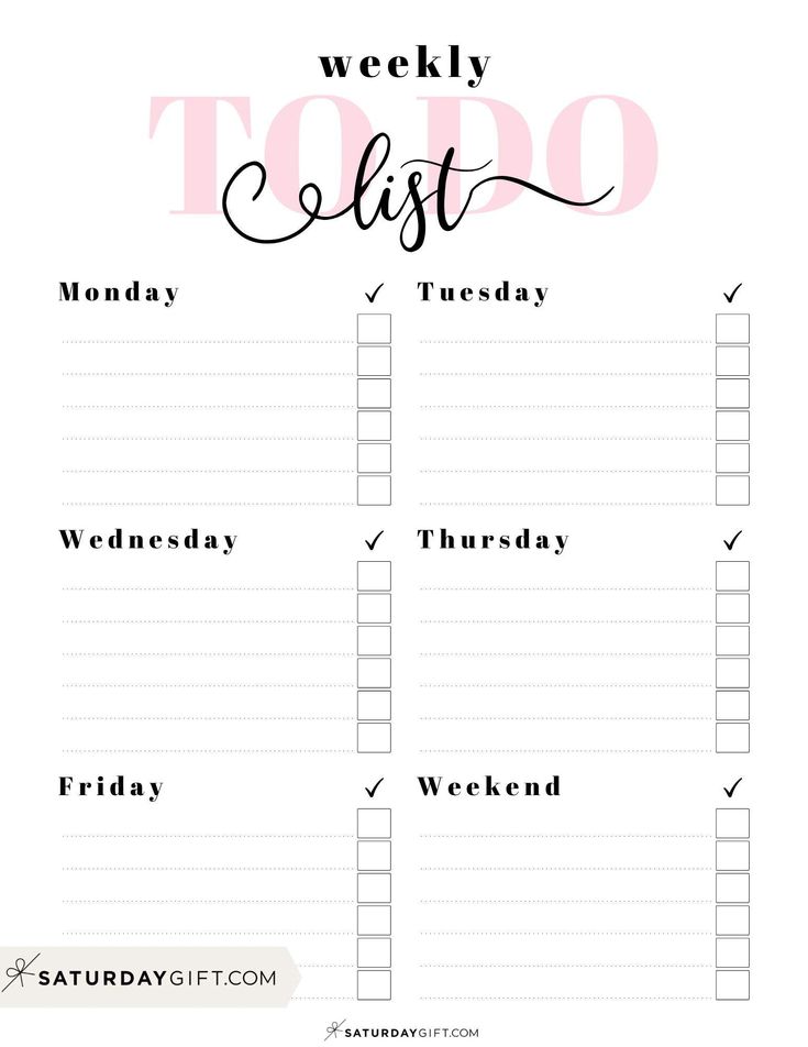 a printable to do list for the week