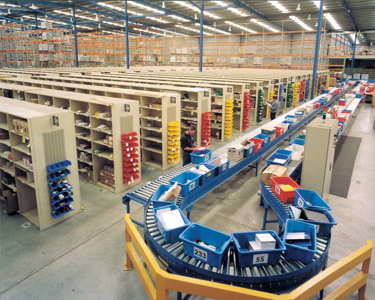 a large warehouse filled with lots of shelves