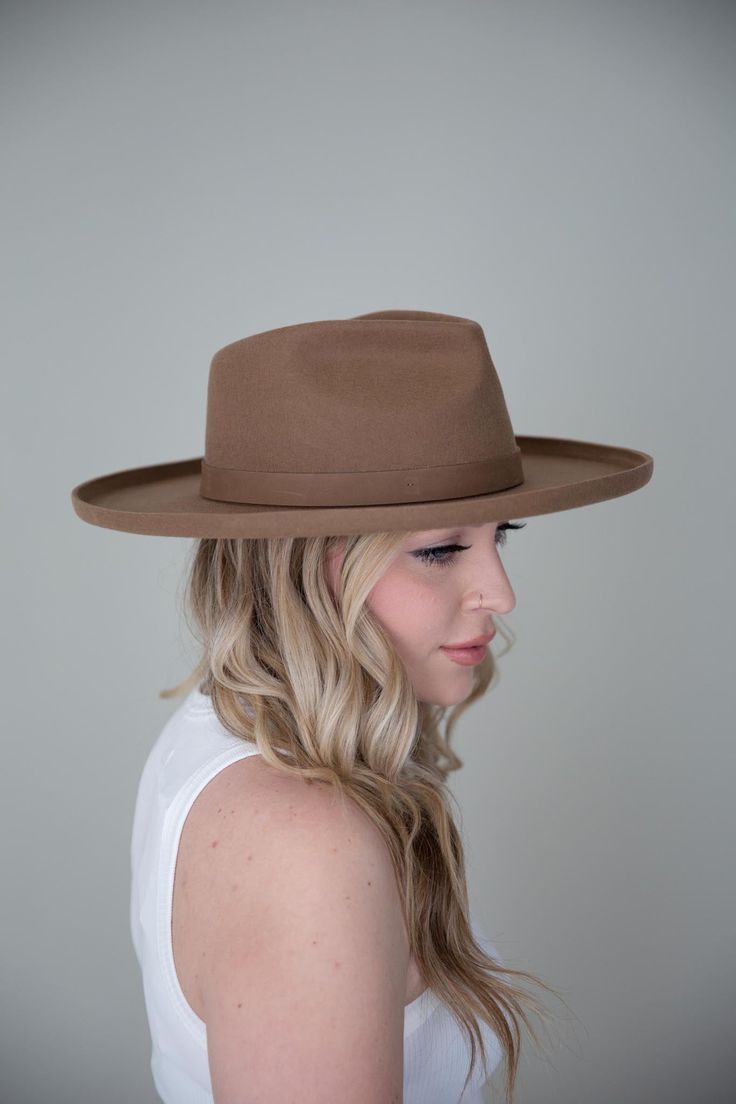 Its classic shape mixed with a structured pencil roll brim makes Luca an easy choice for new hat lovers to the most avid hat girl. Teardrop Fedora Crown with a Pencil Roll Brim Dimensions - Crown: 10.5 cm Brim: 8 cm Material: 100% Australian Wool + Oiled Leather Band + Metal Closure One size fits all. Each hat has an adjustable strap Classic Brown Top Hat With Flat Brim, Classic Adjustable Mini Hat With Short Brim, Classic Fitted Fedora Mini Hat, Classic Fitted Mini Fedora Hat, Classic Cloche Hat For Fall, Everyday Short Brim Hat, Classic Wide Brim Felt Hat For Everyday, Classic Wide Brim Mini Hats For Kentucky Derby, Classic Brown Boater Hat With Flat Brim