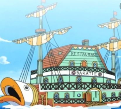 an animated image of a pirate ship in the ocean with a ducky face on it