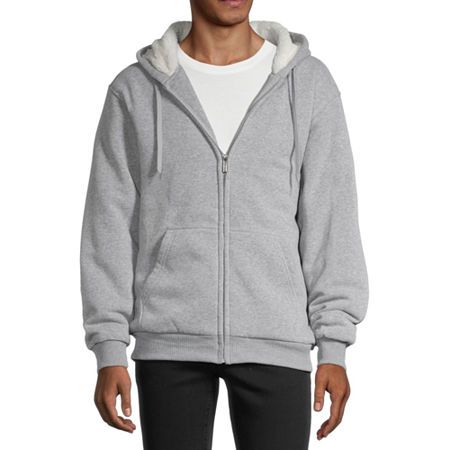 Functional style is well represented on this zip-up hoodie jacket, featuring sherpa lining on the body and hood.Midweight WarmthAttached HoodFeatures: Hooded, Sherpa Lined, Interior PocketsClosure Type: ZipperPockets: 2 Front Slip PocketsSleeve Length: Long SleeveWarmth Factor: MidweightOuterwear Length: MidFiber Content: 100% PolyesterFabric Description: WovenFilling Content: 100% PolyesterLining Material: SherpaCoat Style: Fleece JacketsCare: Tumble Dry, Machine WashCountry of Origin: Imported Double-lined Hooded Jacket For Fall Winter Sports, Gray Fleece Hooded Jacket With Zipper, Gray Fleece Hooded Jacket With Zipper Closure, Fleece Hooded Sweatshirt For Winter Sports, Hooded Jacket With Zipper Closure For Cold Weather, Cold Weather Hooded Jacket With Zipper, Hooded Fleece Jacket With Zipper Closure For Cold Weather, Hooded Fleece Jacket With Zipper For Cold Weather, Gray Fleece Outerwear With Double-lined Hood