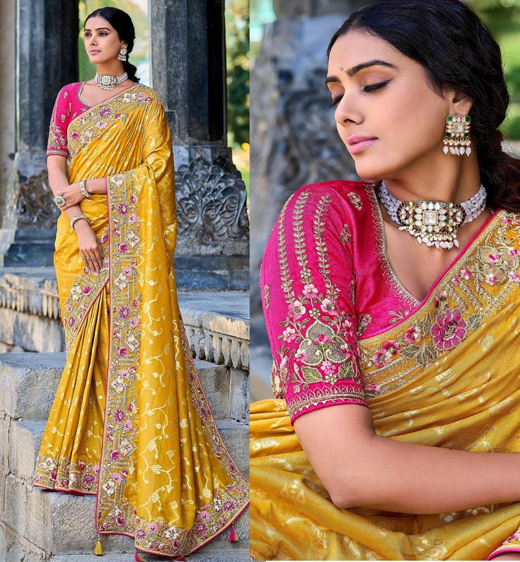 Yellow Designer Silk Saree with BlouseYellow  Haldi,Wedding  Saree,Party Wear Saree,Yellow Sari,US,Uk,reception,diwali Bright Colour Saree, Yellow Semi-stitched Sharara Styled As Saree, Yellow Dola Silk Sharara For Diwali, Semi-stitched Yellow Blouse Piece With Traditional Drape, Semi-stitched Yellow Blouse Piece In Traditional Drape, Yellow Semi-stitched Blouse Piece With Zari Work, Yellow Art Silk Blouse Piece For Navratri, Unstitched Yellow Blouse Piece For Navratri, Yellow Dola Silk Lehenga With Pallu