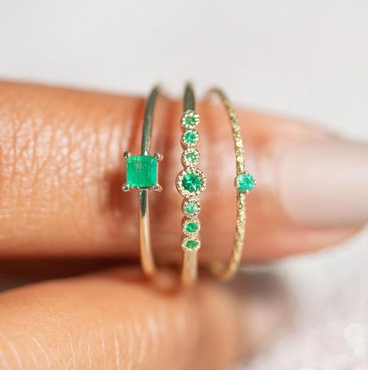 Dainty Emerald Ring, Stacking Emerald Rings, Emerald Ring Women, Emerald Ring Gold, Engagement Ring, Square Ring, Green Emerald Ring For her Main Gemstone - Lab Emerald Stone Cut - / emerald Cut  ♥ The most unique jewelry you can find, a perfect gift for you and your loved one ♥ ✩ Handcrafted in 925 fine silver/14K rose gold plated silver. Good for sensitive skin. ✩ This ring is built for longevity. Heavy gold plating gives it extra shine and durability ✩ Brilliant cut CZ stones, sparkle like re Yellow Gold Jeweled Rings As Gifts, Yellow Gold Rings With Jewels For Gift, Green Stackable Rings For Weddings, Adjustable Green Stackable Rings For Wedding, Green Open Ring Stackable Rings For May Birthstone, Adjustable Emerald-cut Promise Ring, Green Stackable Crystal Ring As Gift, Green Stackable Open Rings For May Birthstone, Green Stackable Crystal Ring For Gift