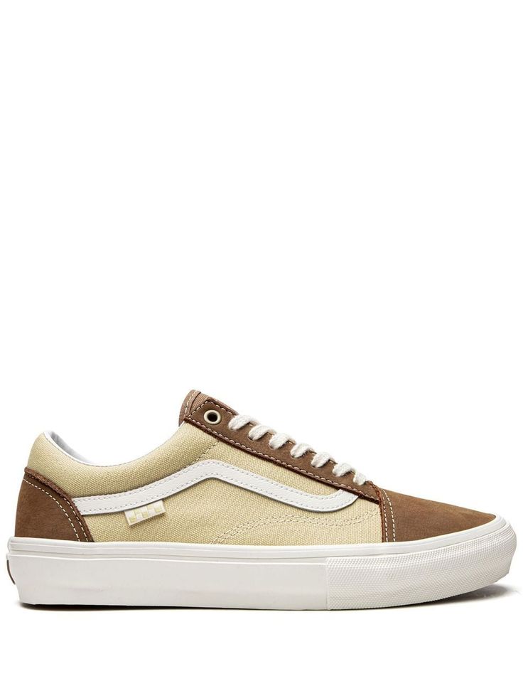 brown/beige/white suede panelled design side stripe detailing round toe front lace-up fastening rubber sole These styles are supplied by a premium sneaker marketplace. Stocking only the most sought-after footwear, they source and curate some of the most hard to find sneakers from around the world. Brown Low-top Skate Shoes With Vulcanized Sole, Brown Leather Vans Skate Shoes, Brown Suede Skate Shoes With Rubber Sole, Brown Suede Skate Shoes With Gum Sole, Vans Brown Skate Shoes With Rubber Sole, Cream Leather Skate Shoes With Contrast Sole, Classic Cream Vans Sneakers, Cream Suede Sneakers For Streetwear, Brown Suede Low-top Sneakers