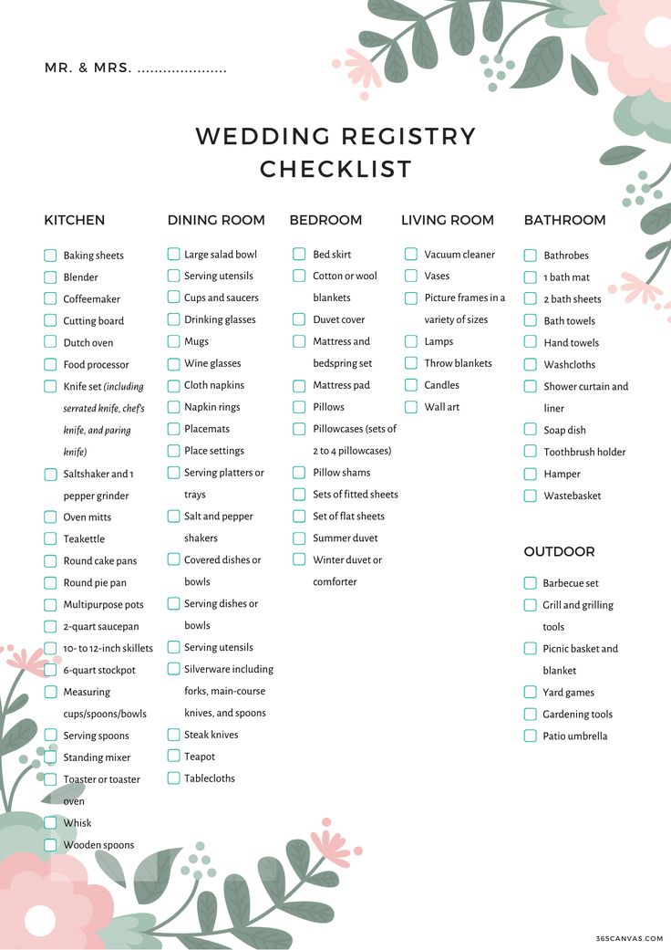 the wedding checklist is shown with pink flowers and green leaves on it, as well as