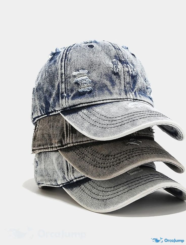 OrcaJump - Unisex Solid Denim Baseball Cap Snapback Hat for Men and Women - Adjustable Summer Dance Hip-Hop Sun Dad Hat Adjustable Distressed Brimmed Hat, Casual Brimmed Fitted Hat For Baseball Season, Hip Hop Curved Brim Hat For Baseball Season, Hip Hop Style Curved Brim Hat For Baseball Season, Vintage Distressed Dad Hat Baseball Cap, Casual Distressed Visor Baseball Cap, Vintage Distressed Adjustable Dad Hat, Distressed Cotton Visor Hat, Distressed Baseball Cap For Outdoor