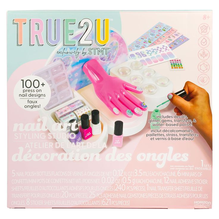 Buy the STMT™ True2U™ Nail Art Styling Studio at Michaels. This all-in-one set has everything you need to create over 100 super cute press-on nail designs. A cute manicure is always a good idea, especially with the STMT True2U Nail Art Styling Studio! This all-in-one set has everything you need to create over 100 super cute press-on nail designs. Complete with a manicure station featuring a stationary hand to practice on, this DIY manicure kit lets you practice and perfect your skills before dec Cute Manicure, Manicure Station, Art Styling, Manicure Kit, Gem Nails, Activity Kits, Studio Decor, Diy Manicure, Nail Stickers