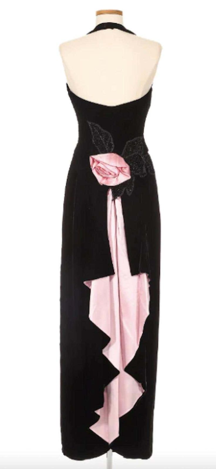 For Sale on 1stDibs - Paul-Louis Orrier Black Velvet Gown with Pink Silk Flower. Couture designer Paul-Louis Orrier, who became widely recognized in the 1970s, was celebrated Vintage Floor-length Dress For Gala, Vintage Floor-length Cocktail Evening Dress, Vintage Black Evening Gown, Vintage Black Floor-length Evening Dress, Vintage Evening Maxi Dress With Fitted Bodice, Vintage Maxi Dress With Fitted Bodice For Evening, Vintage Evening Dress For Events, Vintage Floor-length Evening Dress, Fitted Bodice Evening Dress For Vintage Events