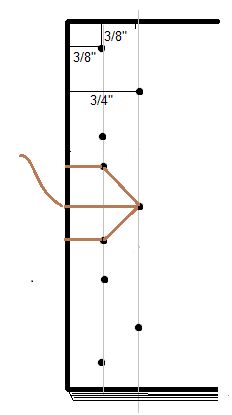 a diagram showing the height and width of a wall with three different lines on each side