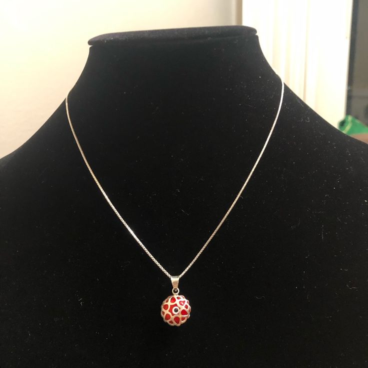 Im Great Condition ! Looks Brand New ! Does Have 925 & Italy Stamped ! - All Offers Are Welcomed ! Red Sterling Silver Necklace With Round Pendant, Red Sterling Silver Necklace Stamped 925, Red Jewelry With Sterling Silver Clasp As Gift, Red Jewelry With Sterling Silver Clasp For Gift, Elegant Red Jewelry With Silver Chain, Red Sterling Silver Necklace With Silver Chain, 925 Jewelry, Evil Eye, Womens Jewelry Necklace