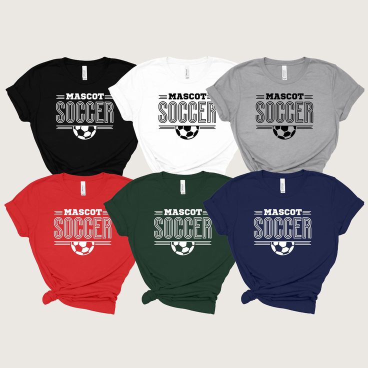 Show off your team pride with a custom-designed Soccer T-Shirt! Whether you're representing your soccer club, creating matching family gear, or designing personalized fanwear, this t-shirt is perfect for any occasion. Customize it with your team name and number to create the ultimate soccer tee. HOW TO PLACE AN ORDER View all color and size charts before you place your order.   Select your shirt "SIZE" and "COLOR". Add Personalization: Your Team/Mascot and Graphic Colors  Click add to cart.  If Customizable T-shirt For Football Season, Football Season Team Name T-shirt For Sports Events, Customizable Crew Neck T-shirt For Fan Gear, Team Name Short Sleeve T-shirt, Football Season Fan Apparel T-shirt With Name Print, Team Spirit Short Sleeve T-shirt For Football Season, Football Season Team Spirit Short Sleeve T-shirt, Collegiate Customizable T-shirt For Team Events, Football Season Sports Event T-shirt With Team Name