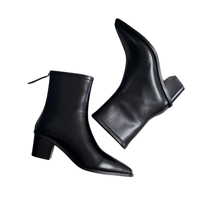 Elevate Your Style with These Sleek and Sexy Women's Ankle Boots. Introducing the epitome of modern elegance: These 2025 ankle boots. Crafted from premium genuine leather, these boots offer a luxurious feel and a timeless look. The high fashion toe and chunky heel create a sophisticated silhouette, while the side zipper adds a touch of edgy style. Perfect for both casual and formal occasions, these sexy boots are a must-have for your winter wardrobe. The soft pigskin insole ensures all-day comfo Sleek Ankle Heeled Boots With Zipper, Heeled Boots With Zipper Closure And High Ankle, Ankle-high Heels With Zipper Closure For Fall, Fall Heels With Zipper Closure For Workwear, Sleek Black Boots With Zipper Closure, Medium Width Heels With Zipper Closure For Fall, Fall Medium Width Heels With Zipper Closure, Fall Workwear Heels With Zipper Closure, Modern Ankle-high Heeled Boots With Zipper