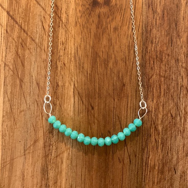 Gorgeous Handmade Necklace With .925 Sterling Silver Chain. The Turquoise Glass Faceted Beads Are Strung With .925 Sterling Silver Wire. This Necklace Has 18” Length Of Chain With The Beaded Part Measuring 2” Across. It Is Finished With A Spring Ring Clasp. Makes A Great Gift For Mother’s Day, Birthdays, Anniversaries! Thank You For Looking! Open To Offers! Adjustable Turquoise Necklace With Polished Sterling Silver Beads, Adjustable Sterling Silver Turquoise Necklace With Polished Beads, Sterling Silver Turquoise Beaded Necklaces, Turquoise Gemstone Beaded Necklaces In Sterling Silver, Turquoise Gemstone Beads Necklace In Sterling Silver, Blue Sterling Silver Beaded Necklace For Gift, Adjustable Turquoise Necklace With Silver Beads, Sterling Silver Turquoise Gemstone Beads Necklace As Gift, Sterling Silver Turquoise Necklace For Jewelry Making