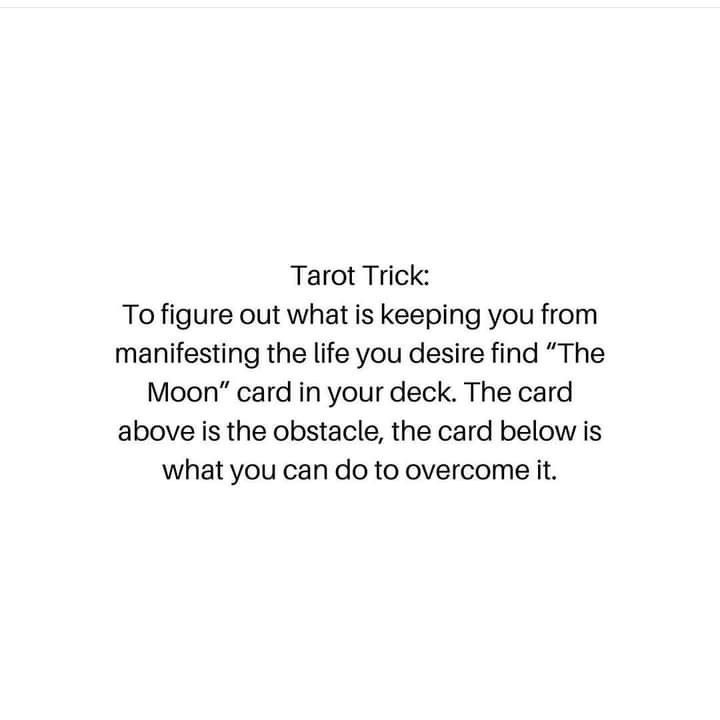 a poem written in black and white with the words tarot trick to figure out what is keeping you from