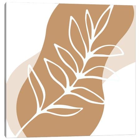 a brown and white leaf on a beige background