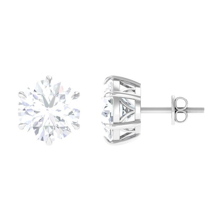 6 Claw Set Round Zircon Solitaire Stud Earrings Zircon - ( AAAA ) - Quality - Rosec Jewels Claw Prong, Claw Setting, Solitaire Studs, Signature Jewelry, Cubic Zirconia Earrings, Timeless Jewelry, Conflict Free Diamonds, Free Jewelry, Prong Setting