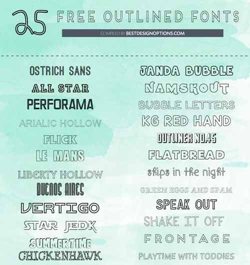 the 25 free font styles are available for use in any type of lettering, including letters and numbers