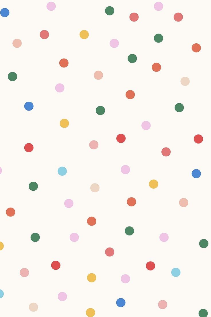 multicolored polka dot pattern on white background