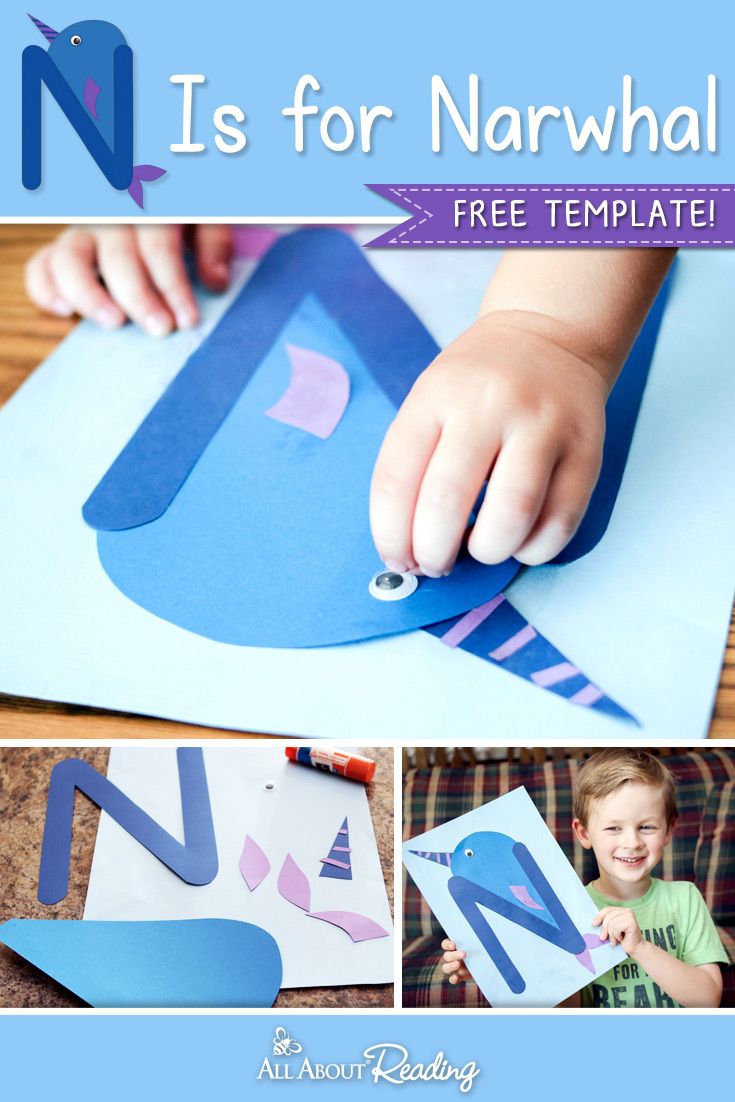 the letter n is for narwhale free printable paper craft that kids can make