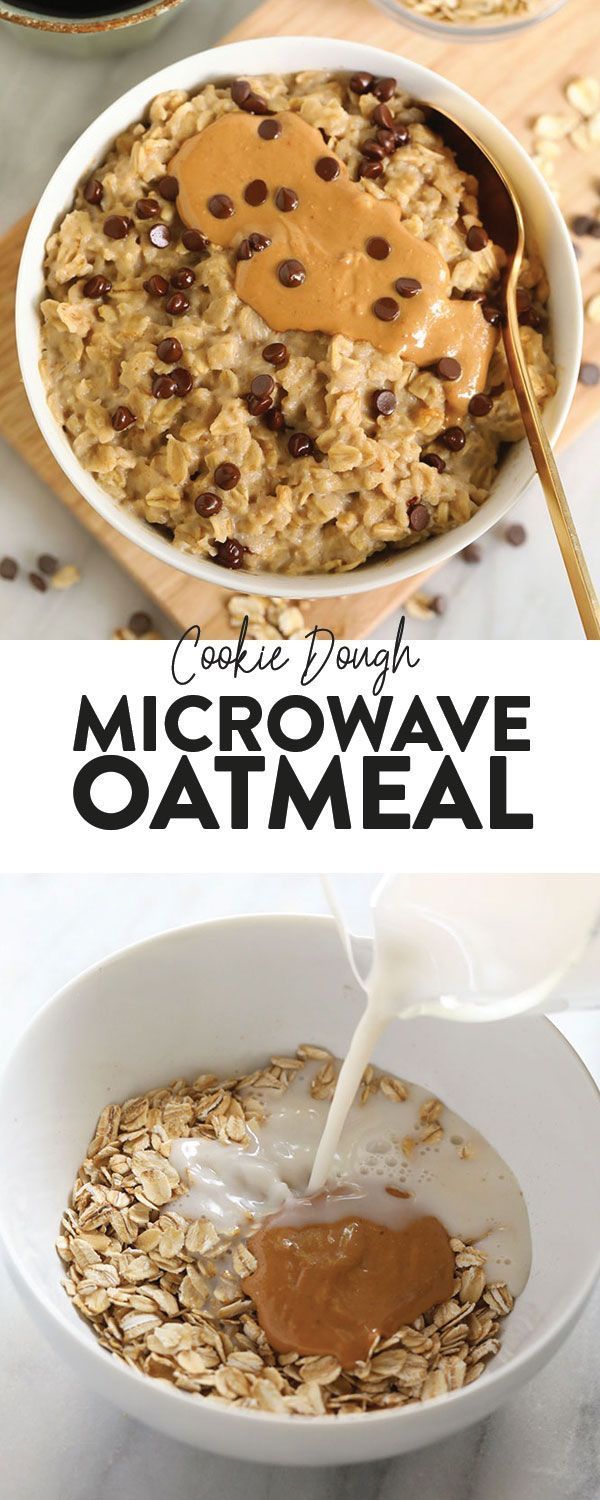 an oatmeal is being poured into a bowl with chocolate chips on top