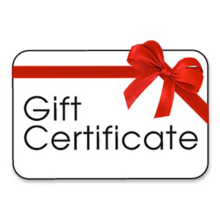 a gift certificate with a red bow on it