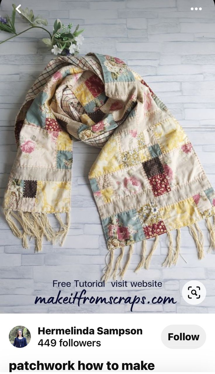 an image of a scarf with flowers on it and the text, free pattern visit website