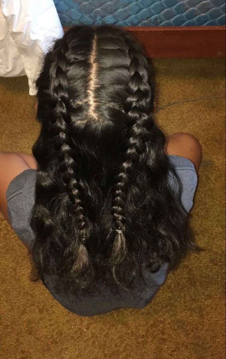 2 Plaits Hairstyles Half Up, French Braid Hair Down Half Up, Double Braid Hairstyles Half Up, Braided Hairstyles Down Half Up, 2 Top Braids Half Up, Two French Plaits Half Up Half Down, Braids Into Hair Down, Two Half French Braid Half Down, French Braid Down Hairstyles