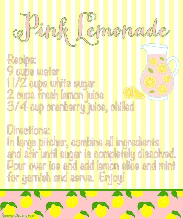 the recipe for pink lemonade