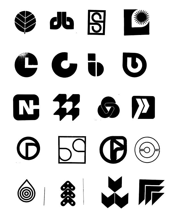 various black and white logos are shown in this image, including the letter c on the bottom