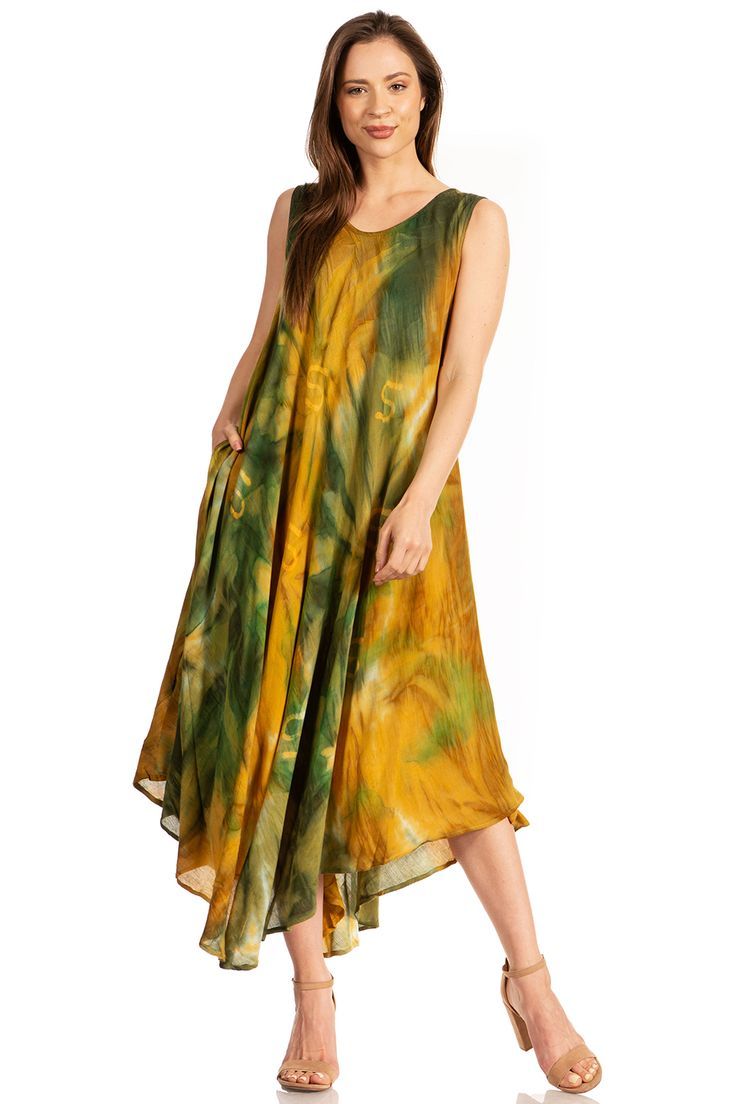 Sakkas' Starlight caftan features sleevless, scoop neck, beautiful colors and easy comfortable style.