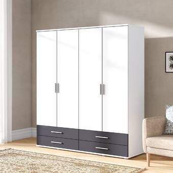 a white and black cabinet in a living room