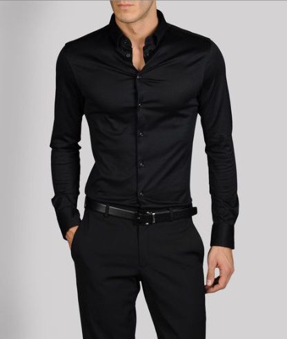 Fashion Outfits Men, Fitness Fashion Outfits, Formal Men Outfit, Armani Men, Fashion Hacks Clothes, Design Lab, Black Dress Pants, Clothing Hacks, Black Shirt Dress