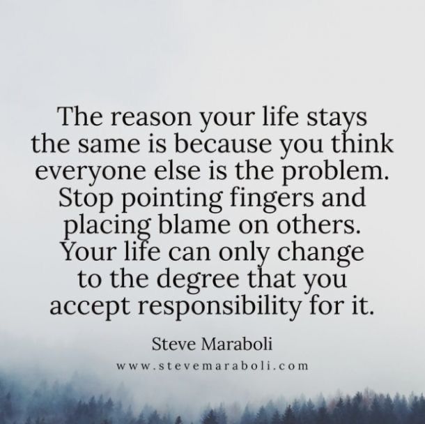 the reason your life stays the same is because you think everyone else is the problem stop pointing fingers and placing flame on others