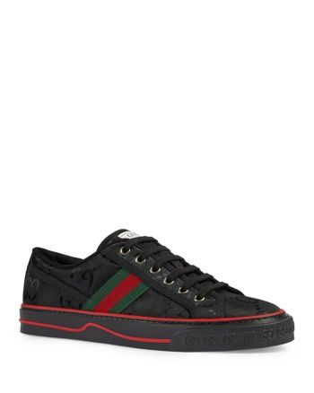 Gucci Women's Gucci Tennis 1977 Low Top Sneakers Gucci Black Sneakers With Logo Print, Black Gucci Sneakers With Logo Print, Luxury Black Sneakers With Embroidered Logo, Gucci Black Sporty Sneakers, Sporty Black Gucci Sneakers, Gucci Black Low-top Sneakers, Designer Black Gucci Sneakers, Designer Black Sneakers With Logo Plaque, Sporty Black Sneakers With Logo Plaque