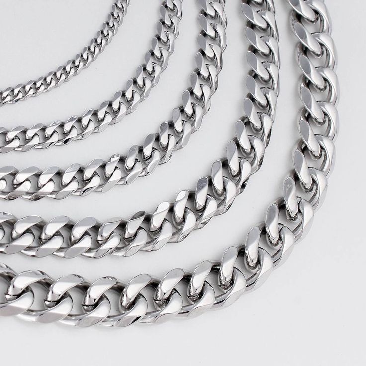 3~15mm MENS Boys Chain Silver Tone Curb Link Stainless Steel Necklace 14-46''           Description Condition: 100% Brand New Measurement: Width:3mm/5mm/7mm/9mm/11mm/15mm Length:15"-45") Material: Stainless Steel Quantity: 1                   Payment We only accept PayPal..                 Delivery details Usual we will ship the order within 1-3 business days after received the payment. 1. For USA: The order total amount is $5 or more than $5, Usual ship via USPS, it need about 7-15 business days ;The order total amount less than $5, usual ship via Winit, it need about 10-25 business days. 2. Out USA: the order total amount is $10 or more than $10, usual ship via China post airmail with tracking No. , if the order total amount less than $10 will without tracking No. , it need about 10~30 b Stainless Steel Necklace, Fashion Jewelry Necklaces, Fashion Watches, Silver Chain, Jewelry Watches, Silver Tone, Jewelry Necklace Pendant, Fashion Jewelry, Stainless Steel