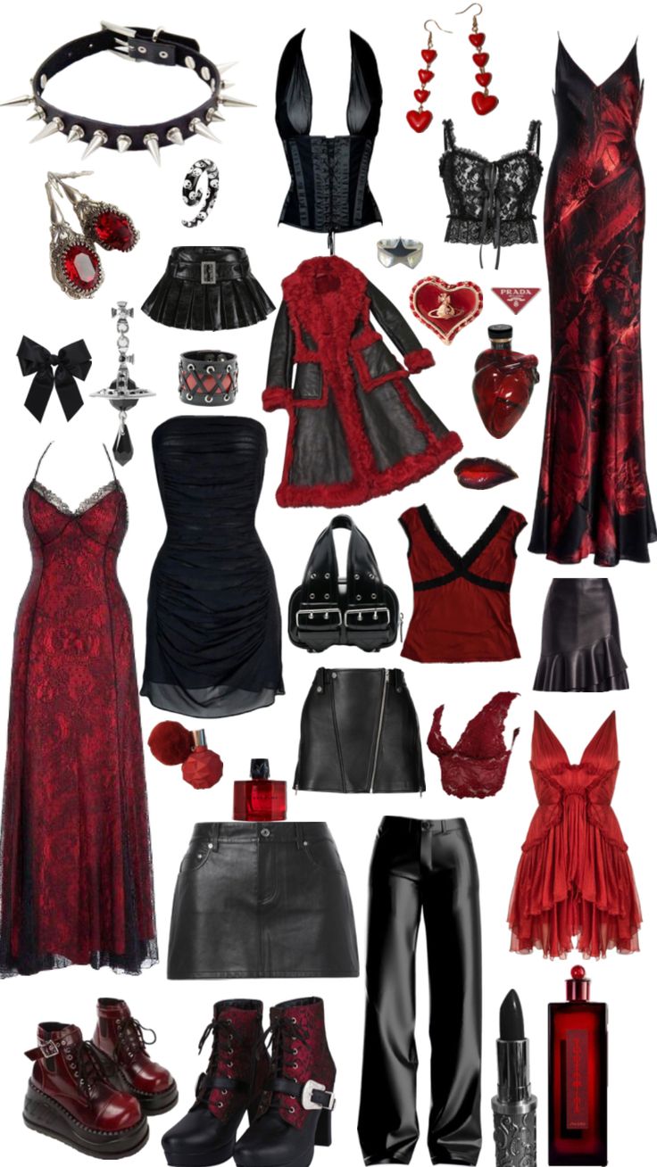 #vampirevibe #vampirecore #vampires #aestheticcore #red #black Red Goth Outfits, Dark Feminine Style, Vampire Fashion, Goth Outfit Ideas, Red And Black Outfits, Vampire Clothes, Downtown Outfits, Dark Feminine Aesthetic, Gothic Outfits