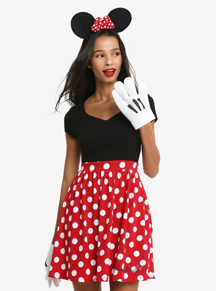 a woman in a minnie mouse costume