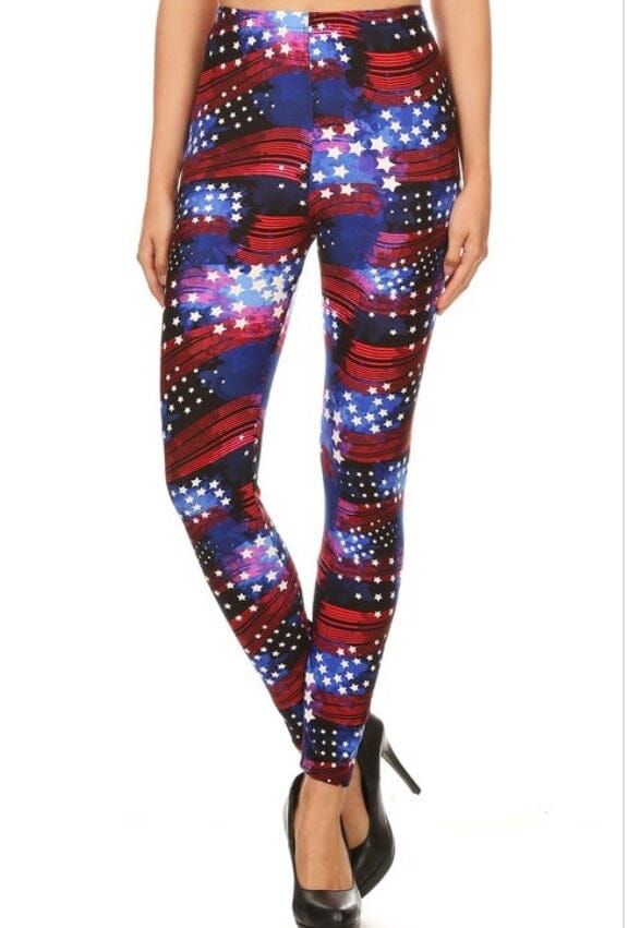 Show your patriotic spirit with these fun and festive American Flag Leggings! These comfy, cozy and curvy leggings featuring red, white and blue stripes are perfect for the 4th of July or any holiday - or just because! They're designed to look slimming and hide any "flaws", and they'll keep you feeling soft and snug whether you're doing yoga or just taking a long USA-loving stroll. Get 'em while you can - they're selling fast and supplies are limited! Let Freedom Ring! Order Today. American Flag Blue Yoga Pants, Womens Best, Unique Leggings, American Flag Stars, Star Leggings, Footless Tights, Buttery Soft Leggings, Curvy Leggings, Black Yoga