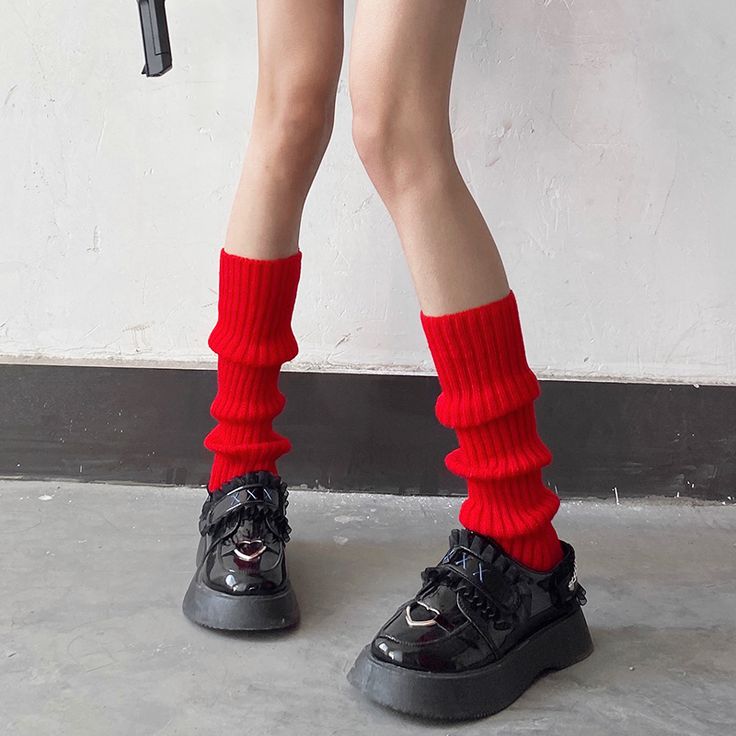 Attention: This price includes a pair of legwears only, others are not included. Y2k Style Fitted Leg Warmers, Casual Red Fitted Knee-high Socks, Fitted Harajuku Style Knee-high Socks, Casual Thigh High Ribbed Leg Warmers, Casual Thigh-high Ribbed Leg Warmers, Fitted Leg Warmers For Winter Streetwear, Winter Fitted Leg Warmers For Streetwear, Trendy Red Leg Warmers For Winter, Thigh High Leg Warmers For Fall Streetwear