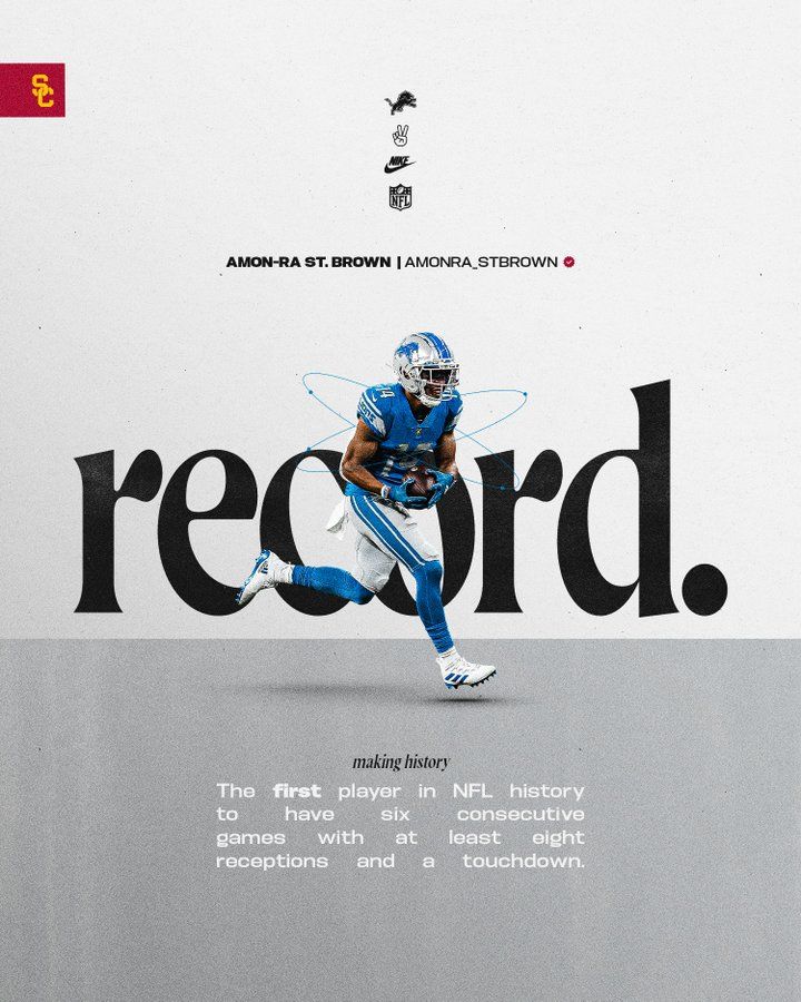 a football player running across a field with the words record on it