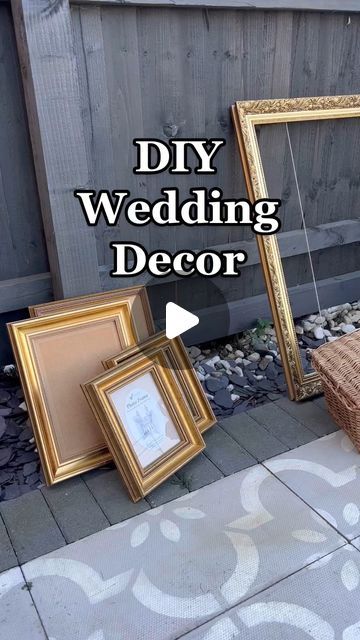 three frames sitting on the ground next to each other with text that reads diy wedding decor