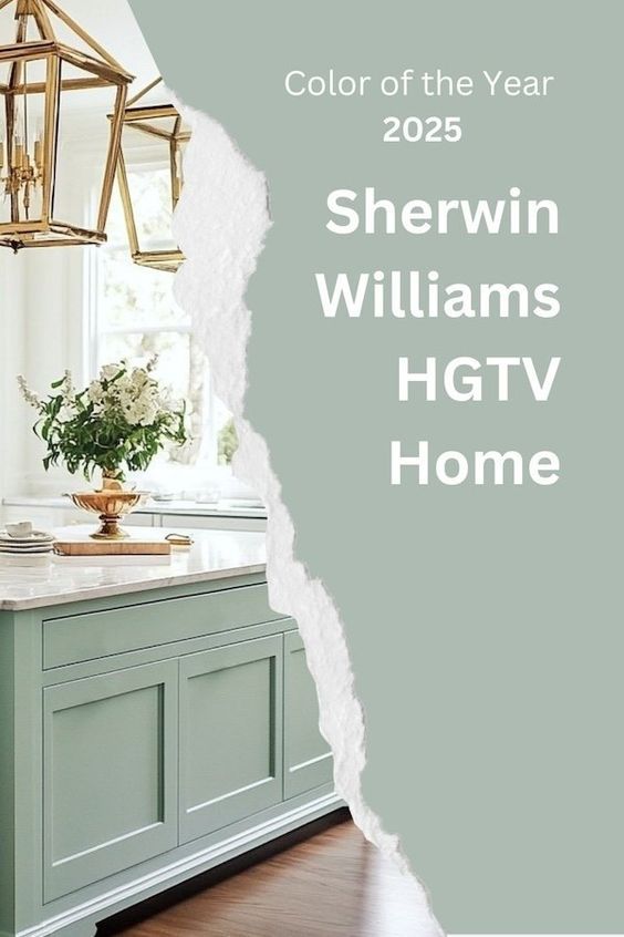 the color of the year sherylin williams hgtv home is green and white