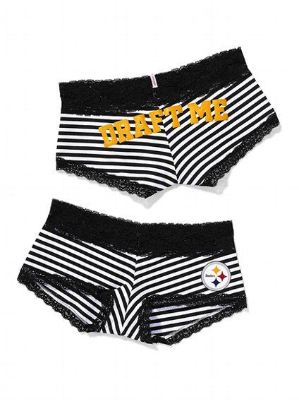 Pittsburgh Steelers Lace Trim Boyshort Panty - Victoria's Secret PINK® - Victoria's Secret Dallas Cowboys Outfits, Steelers Gear, Steelers Baby, Dallas Cowboys Baby, Steelers Girl, Nfl Apparel, How Bout Them Cowboys, Pittsburg Steelers, Dallas Cowboys Fans