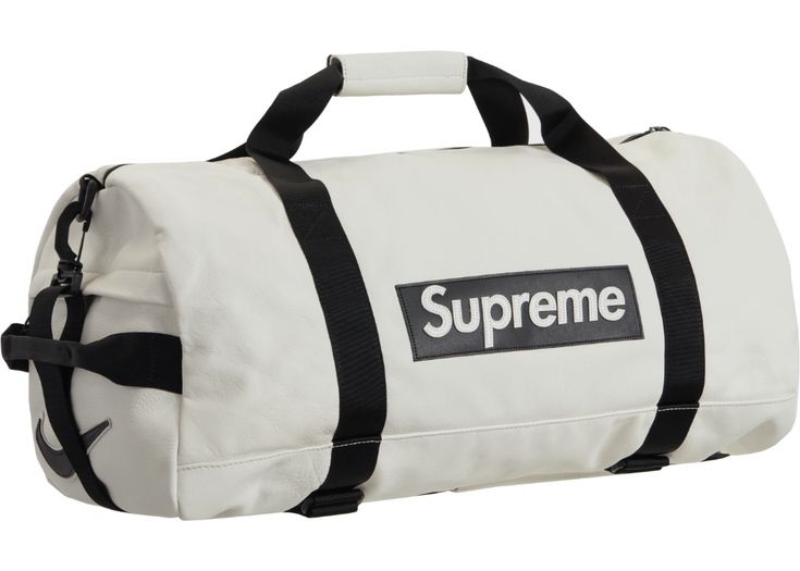 Buy and sell authentic Supreme streetwear on StockX including the Supreme Nike Leather Duffle Bag White and thousands of other streetwear clothing and accessories. Luxury White Tote Travel Bag, Luxury White Travel Bag For Daily Use, White Rectangular Shoulder Bag For Streetwear, Luxury Leather Bags For Streetwear, Large Capacity Leather Bags For Streetwear, Luxury White Travel Bag For Everyday Use, Large Rectangular Duffle Bag For Streetwear, Functional White Bags With Logo, Functional White Bag With Logo