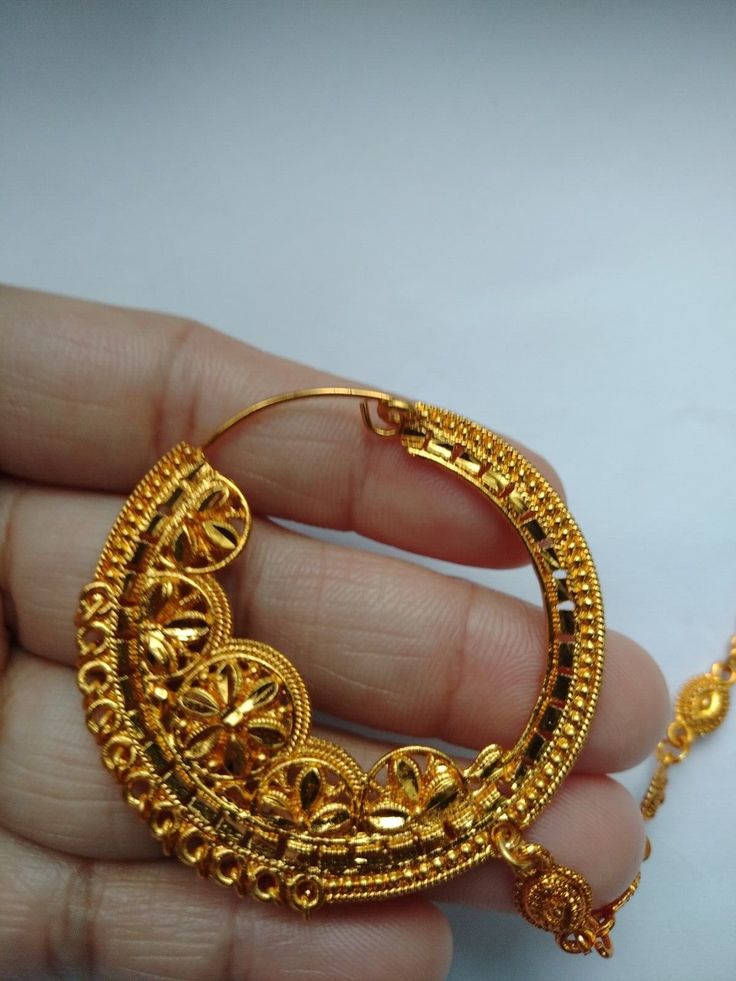 Temple Style Bangle Jewelry For Festivals, Ornate Metal Chandbali Jewelry, Handmade Ornate Chandbali Jewelry, Festive Small Hoop Gold Jewelry, Traditional Gold Hoop Nose Rings, Bohemian Bangle With Latkans, Bohemian Round Jewelry For Wedding, Festival Jewelry Bangle With Latkans, Adjustable Metal Bangle Jewelry