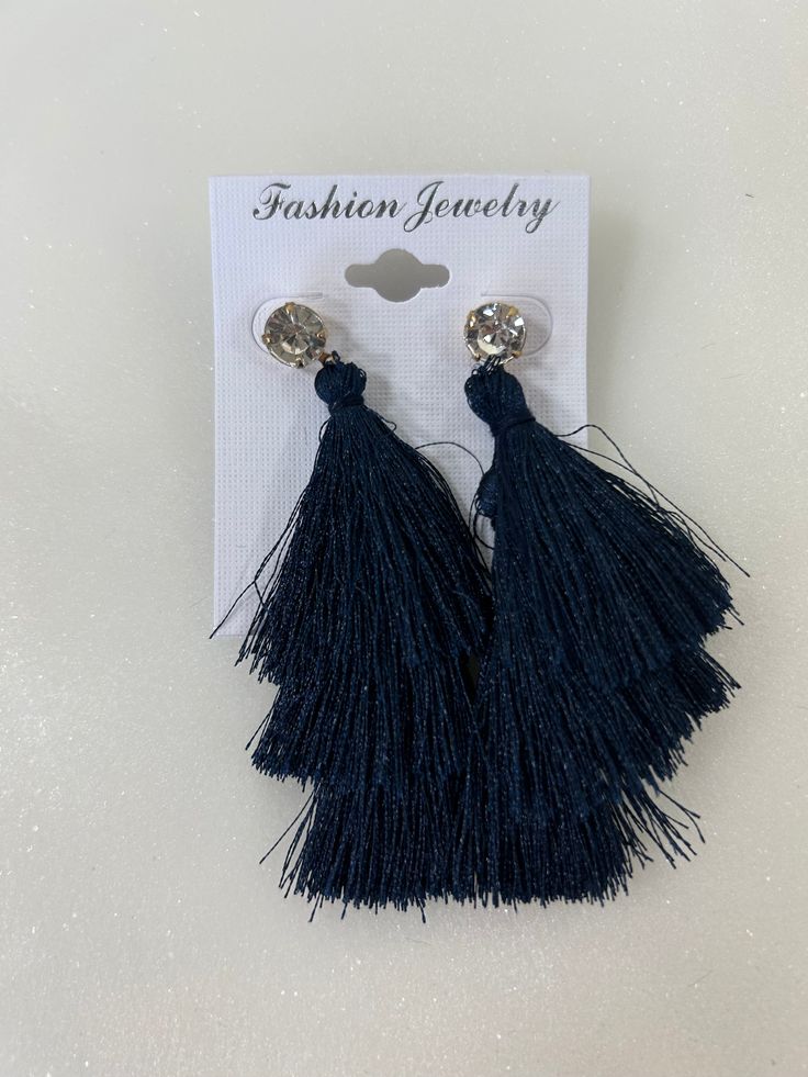 Copy of Tassel Dangle Earring - Salmon Pink | Swank Boutique Chic Evening Earrings With Tassels, Elegant Blue Fringe Jewelry, Trendy Blue Tassel Drop Earrings, Trendy Tassel Earrings With Fringe For Party, Elegant Blue Tassel Earrings, Blue Fringe Tassel Drop Earrings, Trendy Tassel Drop Earrings For Evening, Chic Tassel Drop Earrings For Party, Chic Tassel Earrings For Party