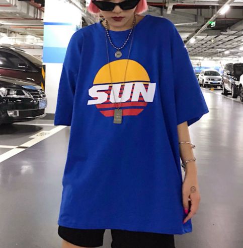 Harajuku SUN Printed Oversized Tee sold by Violetlace Boutique on Storenvy Female Outfits, Oversized Tee, Boutique Shop, All Over The World, Small Businesses, Tshirt Dress, Espresso, Harajuku, Sports Jersey