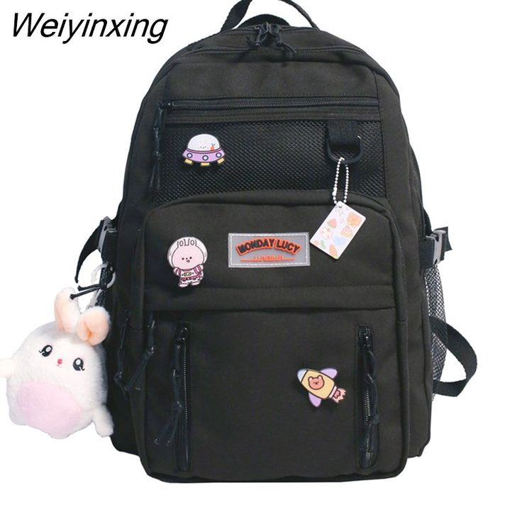 Shipping: Worldwide Express Shipping AvailableDelivery time: 🚚7-15Days Fast ShippingReturns: Fast refund,💯100% Money Back Guarantee.Origin: Mainland ChinaMain Material: nylonLining Material: PolyesterBackpacks Type: SoftbackInterior: Cell Phone PocketHandle/Strap Type: Soft HandleExterior: Solid BagDecoration: AppliquesDecoration: LetterClosure Type: zipperTechnics: JacquardCapacity: 20-35 LitreItem Type: BackpacksCarrying System: Arcuate Shoulder StrapGender: WOMENRain Cover: NoModel Number: Cute School Backpacks, Preppy Backpack, Bag College, School Bag College, Designer School Bags, Rabbit Doll, Cartoon Backpack, Backpack Material, Student Bag